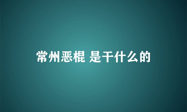 常州恶棍 是干什么的