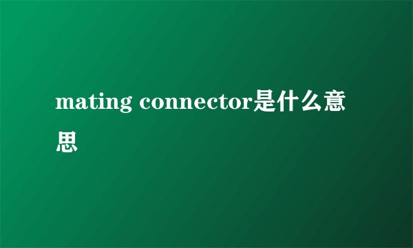 mating connector是什么意思