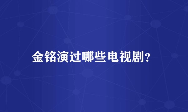 金铭演过哪些电视剧?