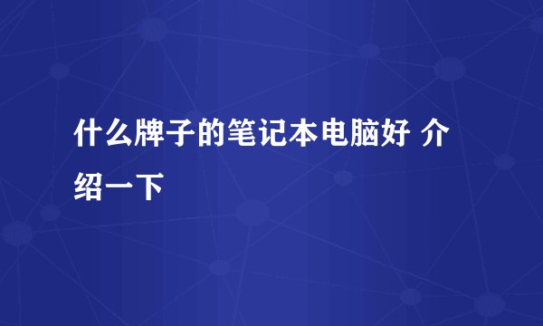 什么牌子的笔记本电脑好 介绍一下