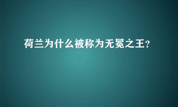 荷兰为什么被称为无冕之王？