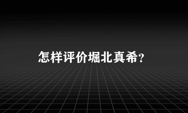 怎样评价堀北真希？