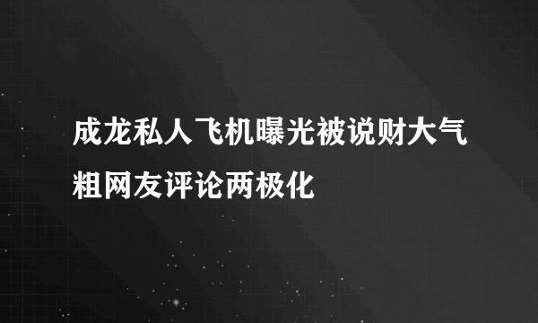 成龙私人飞机曝光被说财大气粗网友评论两极化