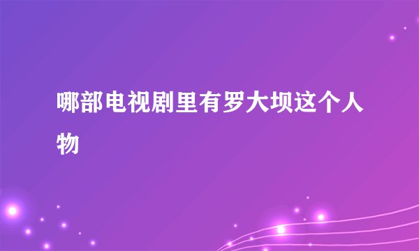 哪部电视剧里有罗大坝这个人物