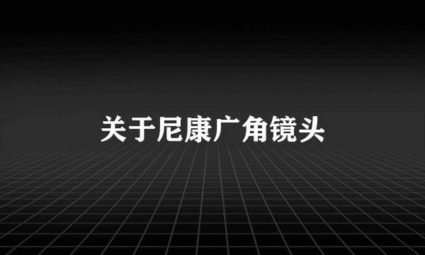 关于尼康广角镜头