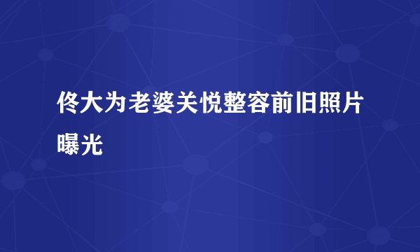 佟大为老婆关悦整容前旧照片曝光