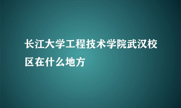长江大学工程技术学院武汉校区在什么地方