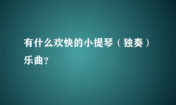 有什么欢快的小提琴（独奏）乐曲？
