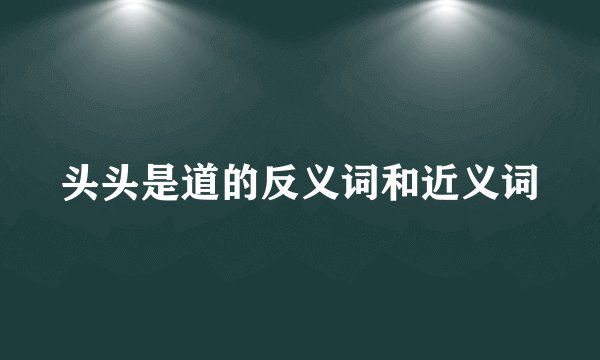 头头是道的反义词和近义词