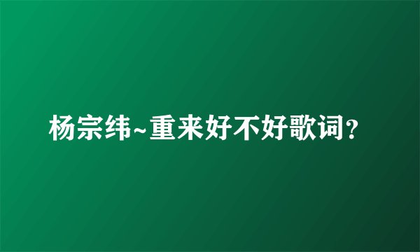 杨宗纬~重来好不好歌词?