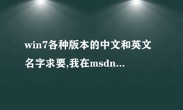 win7各种版本的中文和英文名字求要,我在msdn下载全都是英文看不懂到底下哪个