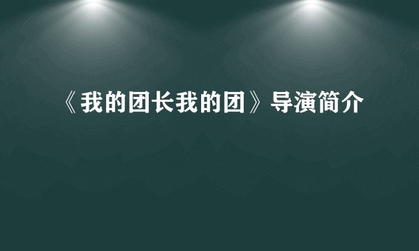 《我的团长我的团》导演简介