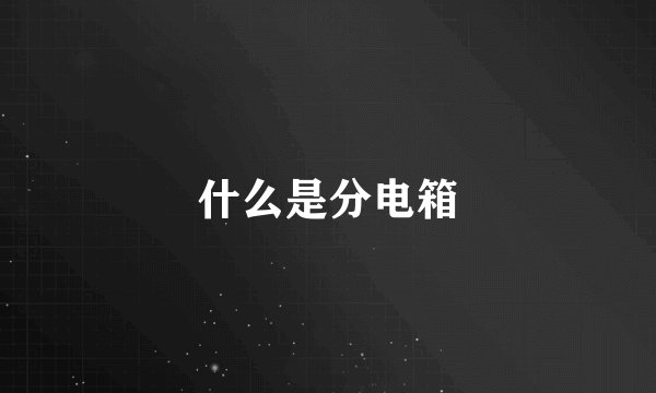 什么是分电箱