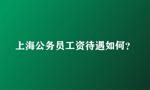 上海公务员工资待遇如何？