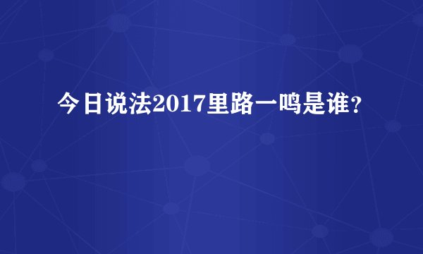 今日说法2017里路一鸣是谁？
