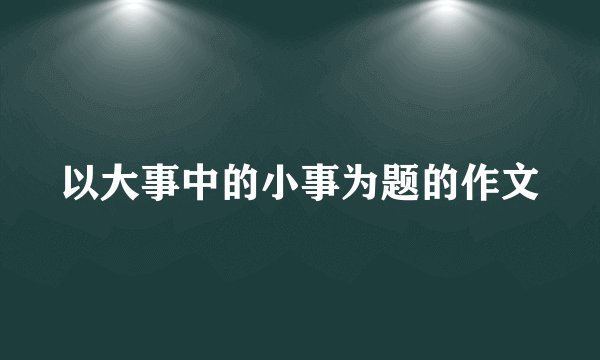 以大事中的小事为题的作文