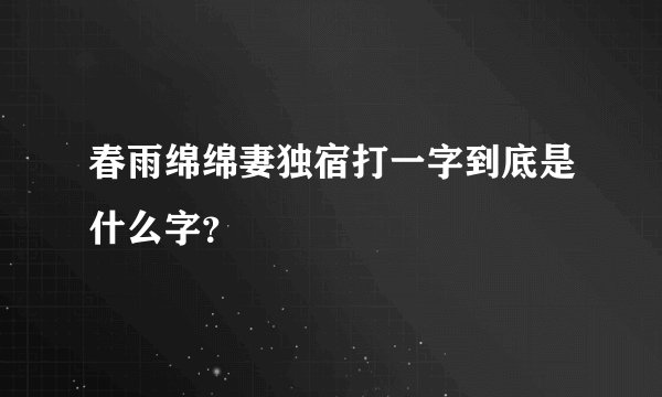 春雨绵绵妻独宿打一字到底是什么字？