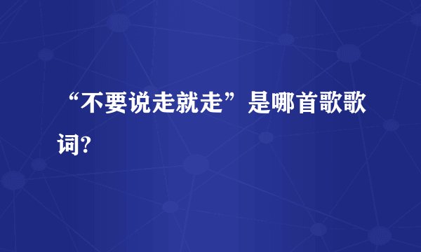 “不要说走就走”是哪首歌歌词?