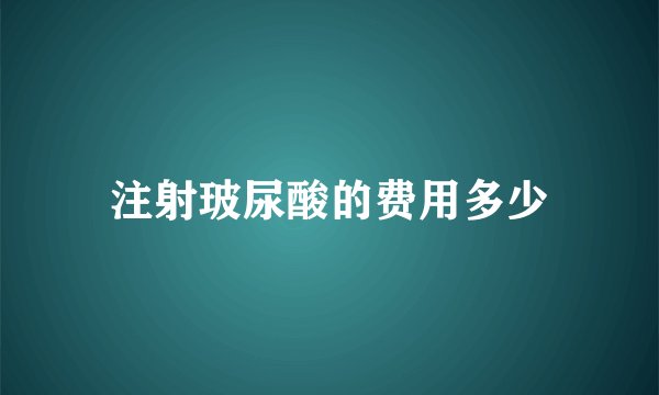 注射玻尿酸的费用多少
