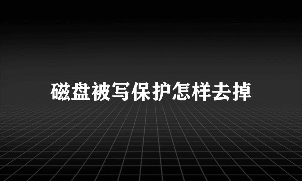 磁盘被写保护怎样去掉