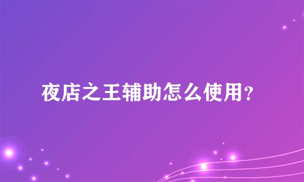 夜店之王辅助怎么使用？