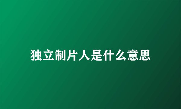 独立制片人是什么意思