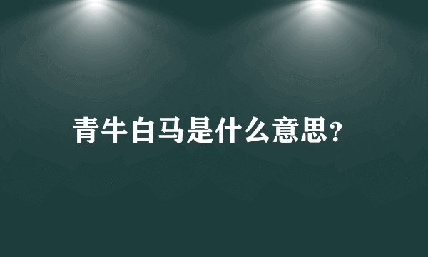 青牛白马是什么意思？