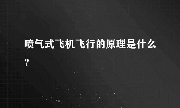 喷气式飞机飞行的原理是什么？