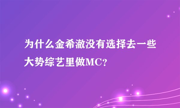 为什么金希澈没有选择去一些大势综艺里做MC？