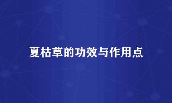 夏枯草的功效与作用点