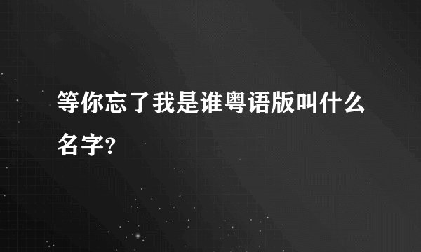 等你忘了我是谁粤语版叫什么名字?