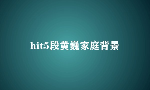 hit5段黄巍家庭背景