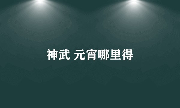 神武 元宵哪里得