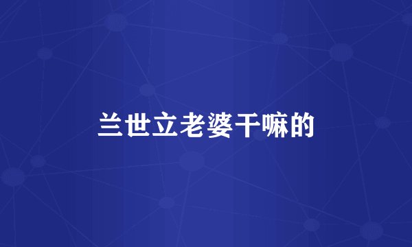 兰世立老婆干嘛的