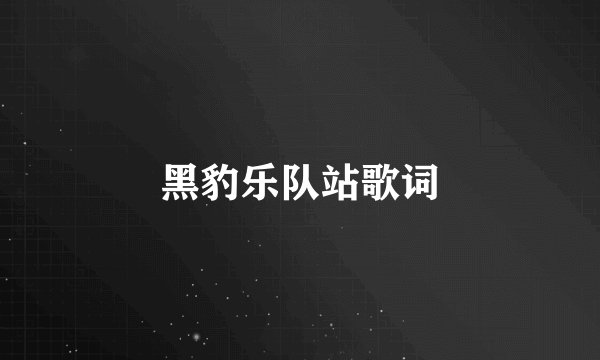 黑豹乐队站歌词