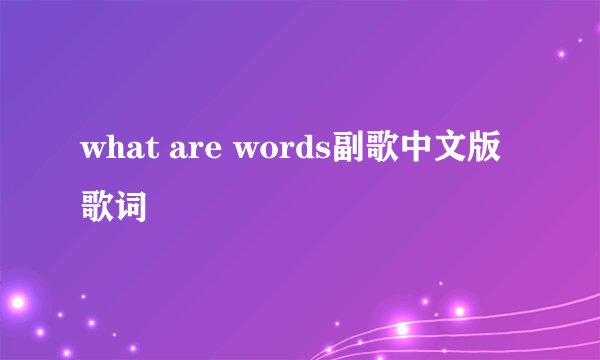 what are words副歌中文版歌词