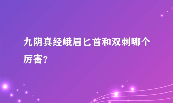 九阴真经峨眉匕首和双刺哪个厉害？