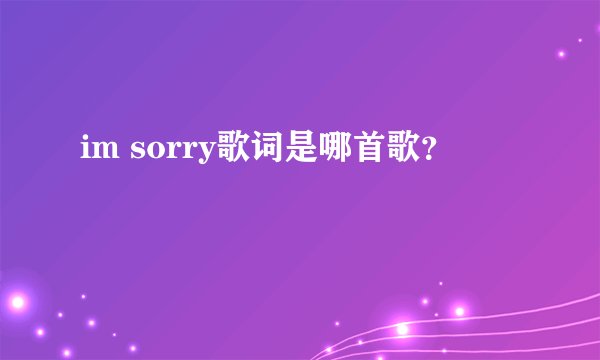 im sorry歌词是哪首歌?