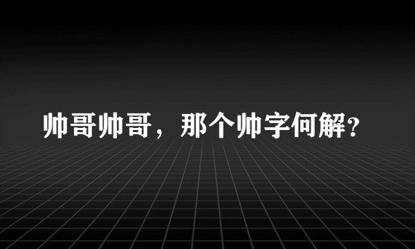 帅哥帅哥,那个帅字何解?