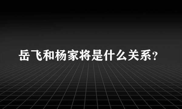 岳飞和杨家将是什么关系？