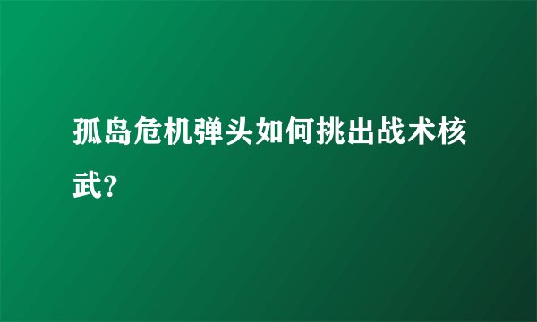孤岛危机弹头如何挑出战术核武？