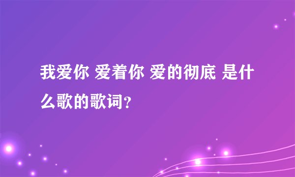 我爱你 爱着你 爱的彻底 是什么歌的歌词？