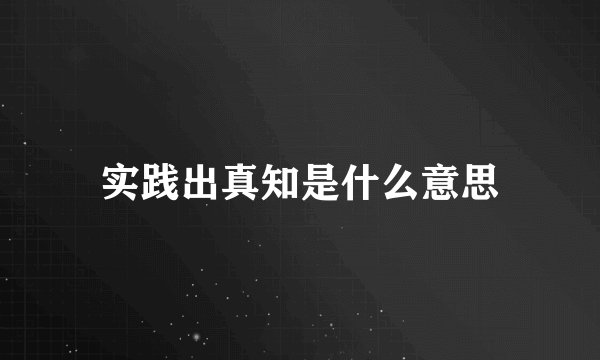 实践出真知是什么意思