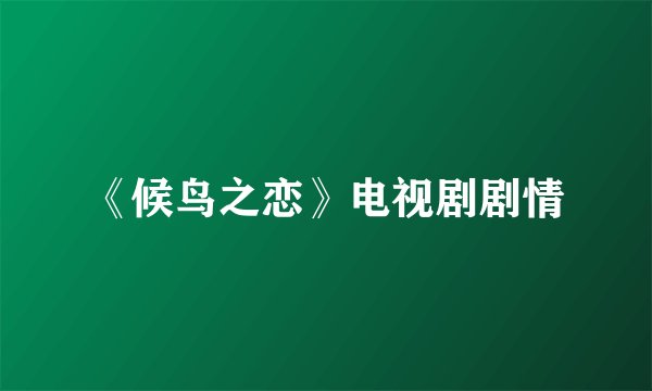 《候鸟之恋》电视剧剧情
