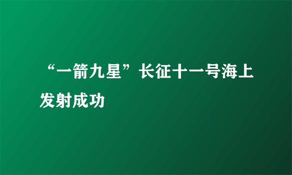 “一箭九星”长征十一号海上发射成功