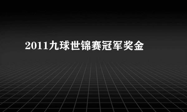 2011九球世锦赛冠军奖金