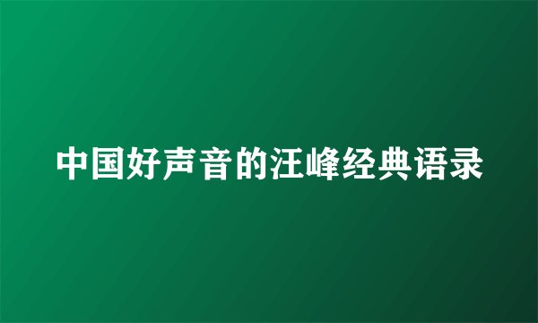 中国好声音的汪峰经典语录