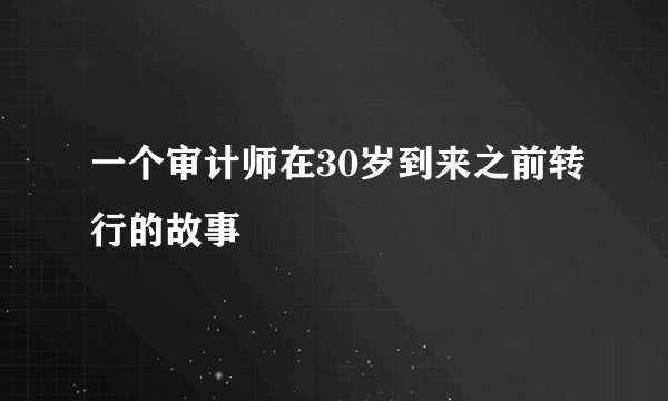 一个审计师在30岁到来之前转行的故事