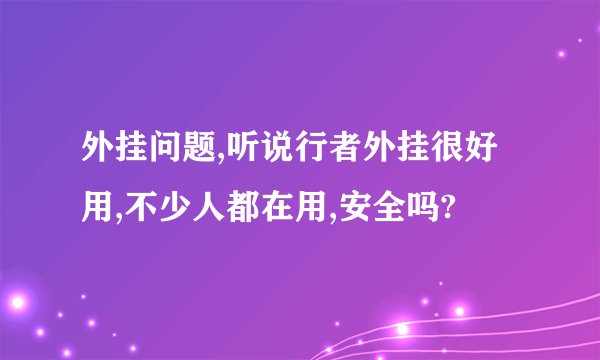 外挂问题,听说行者外挂很好用,不少人都在用,安全吗?