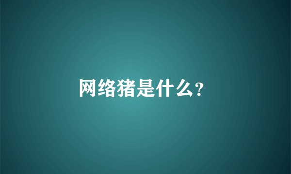 网络猪是什么？